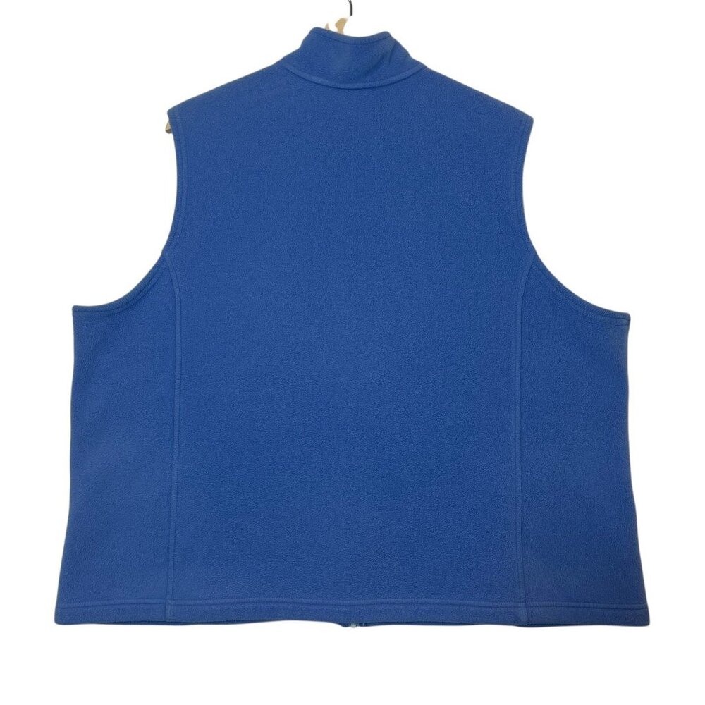 LL Bean Vest Women’s Plus Size 2X Blue Fleece Full Zip Pockets Stretch - Picture 2 of 8